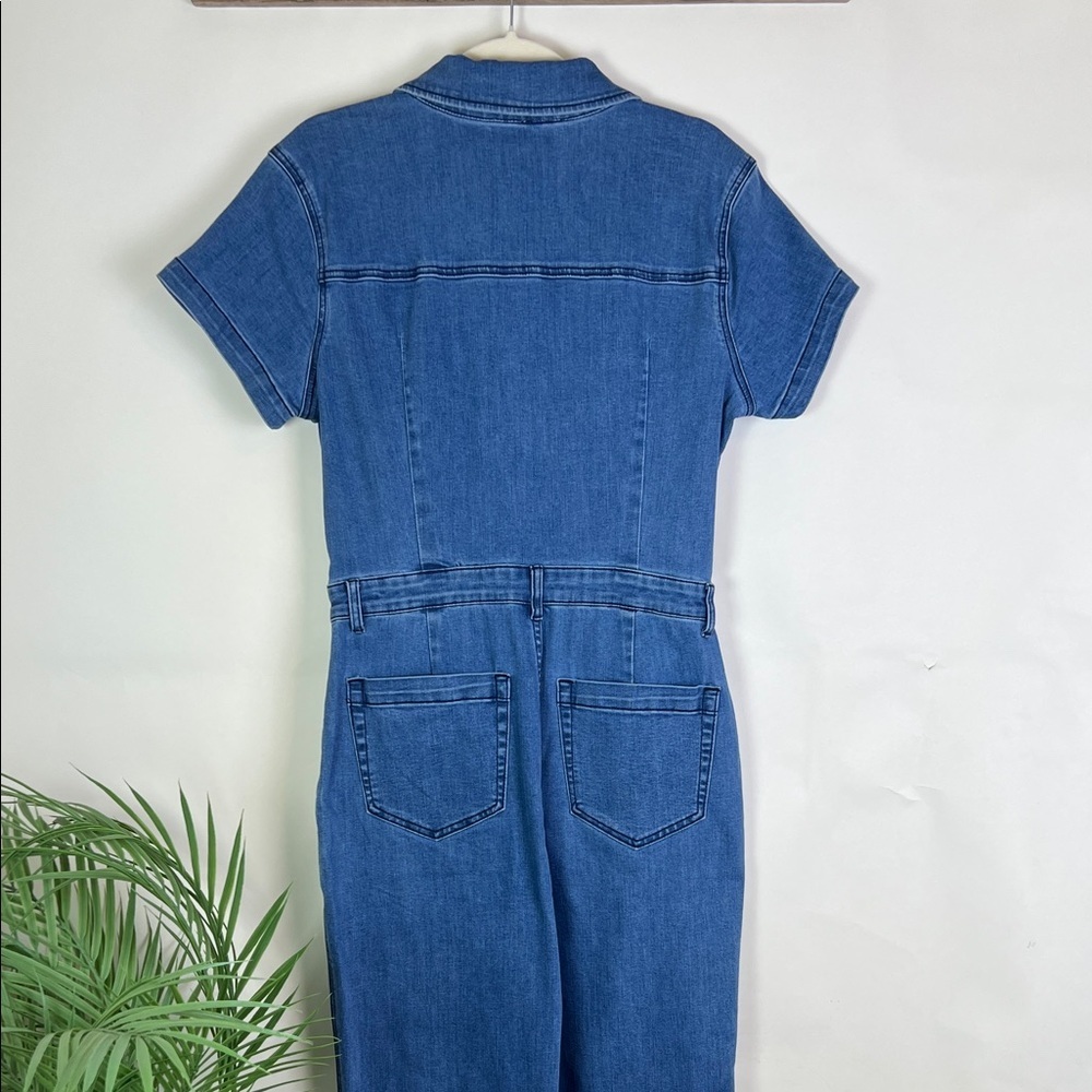 Denim Blue Jumpsuit Cropped Short Sleeve 10 - Picture 6 of 11